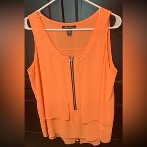 Kenneth Cole Orange zippered layered Tank